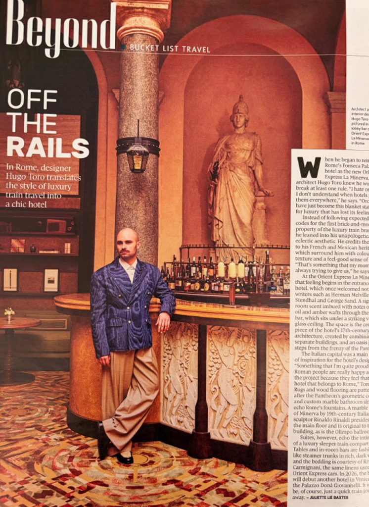 In Rome Hugo Toro translates the style of luxury train travel into a chic hotel